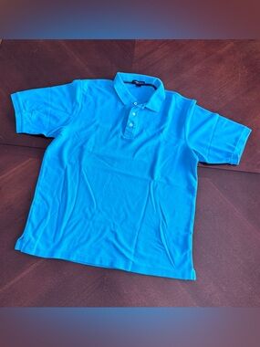 Lands' End Bright Turquoise Polo Shirt size L
